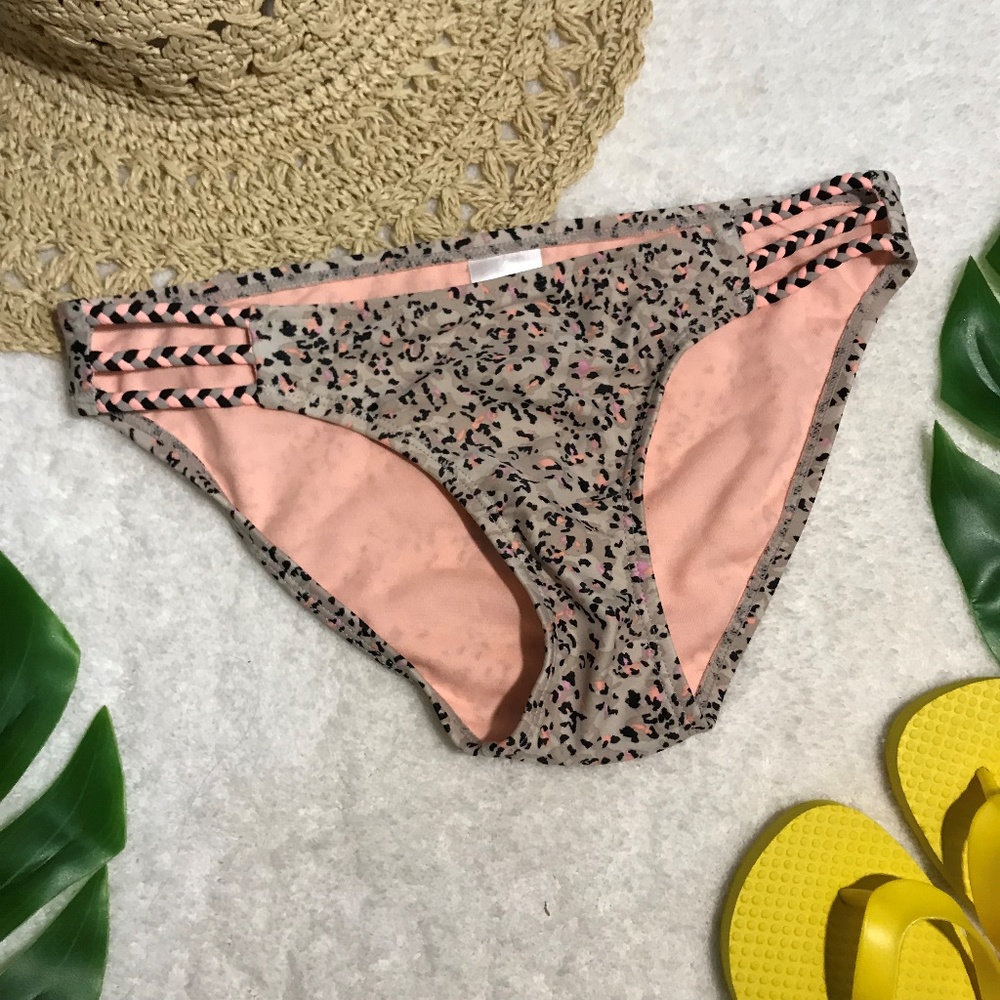 Women's Cheetah Tan Orange Strappy Bikini Bottoms